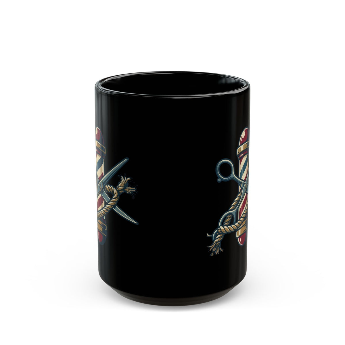"Good Book Series Delilah's Barber Shop" Black Ceramic Mug — Graphic