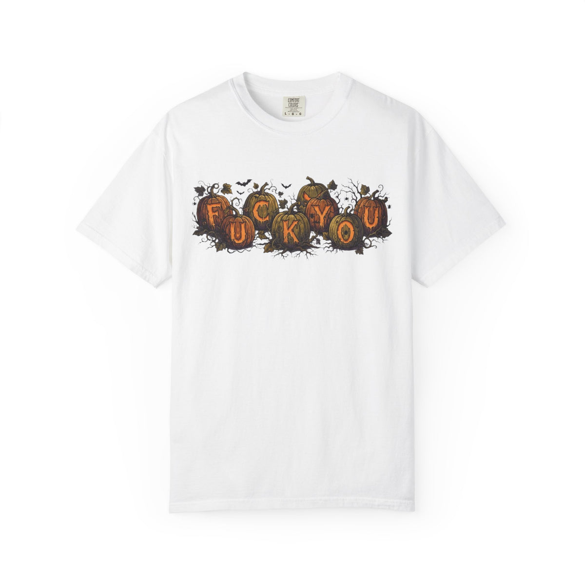 Color: White | Pumpkin FU Unisex Garment-Dyed Tee