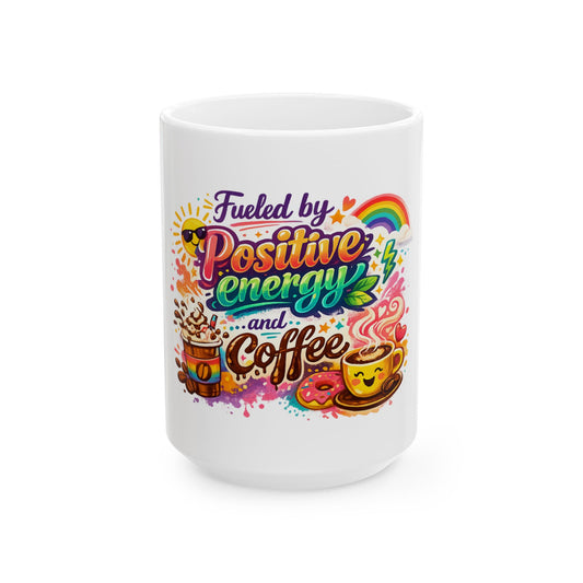 "Fueled by Coffee" White Ceramic Mug