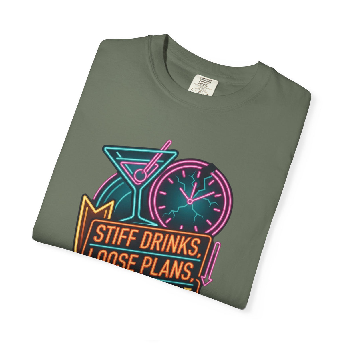 "Stiff Drinks Loose Plans" Unisex Garment-Dyed Tee