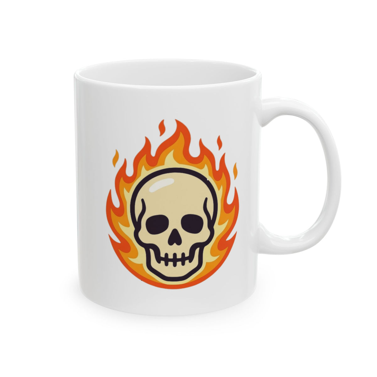 "Hellfire" White Ceramic Mug — Graphic