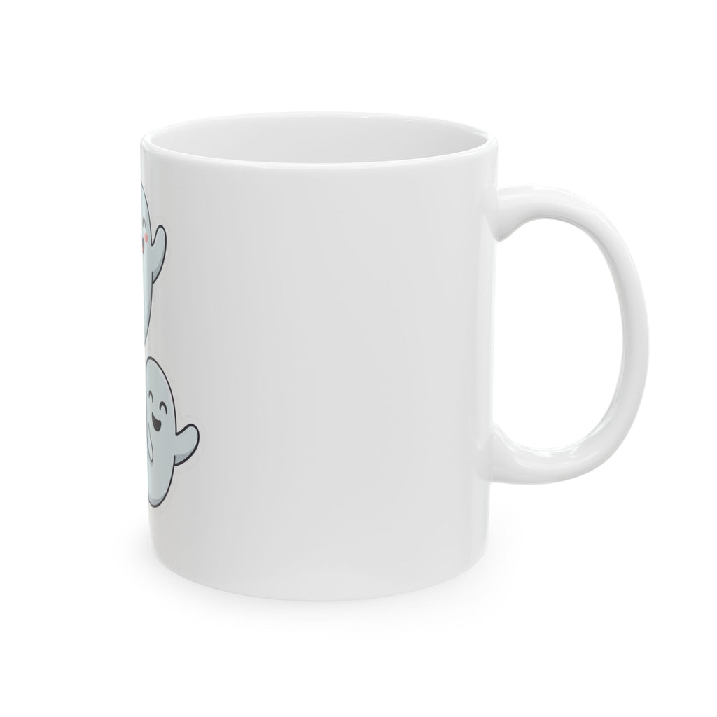 "Ghosts" White Ceramic Mug