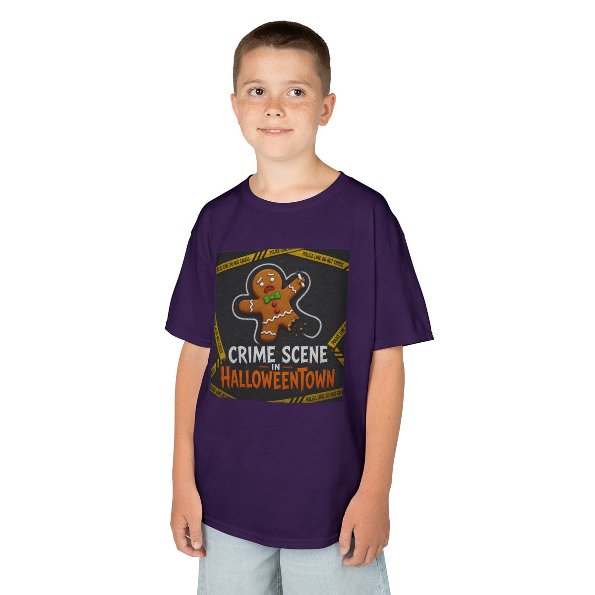 Color: Purple | Crime Scene in Halloweentown Kids Tee