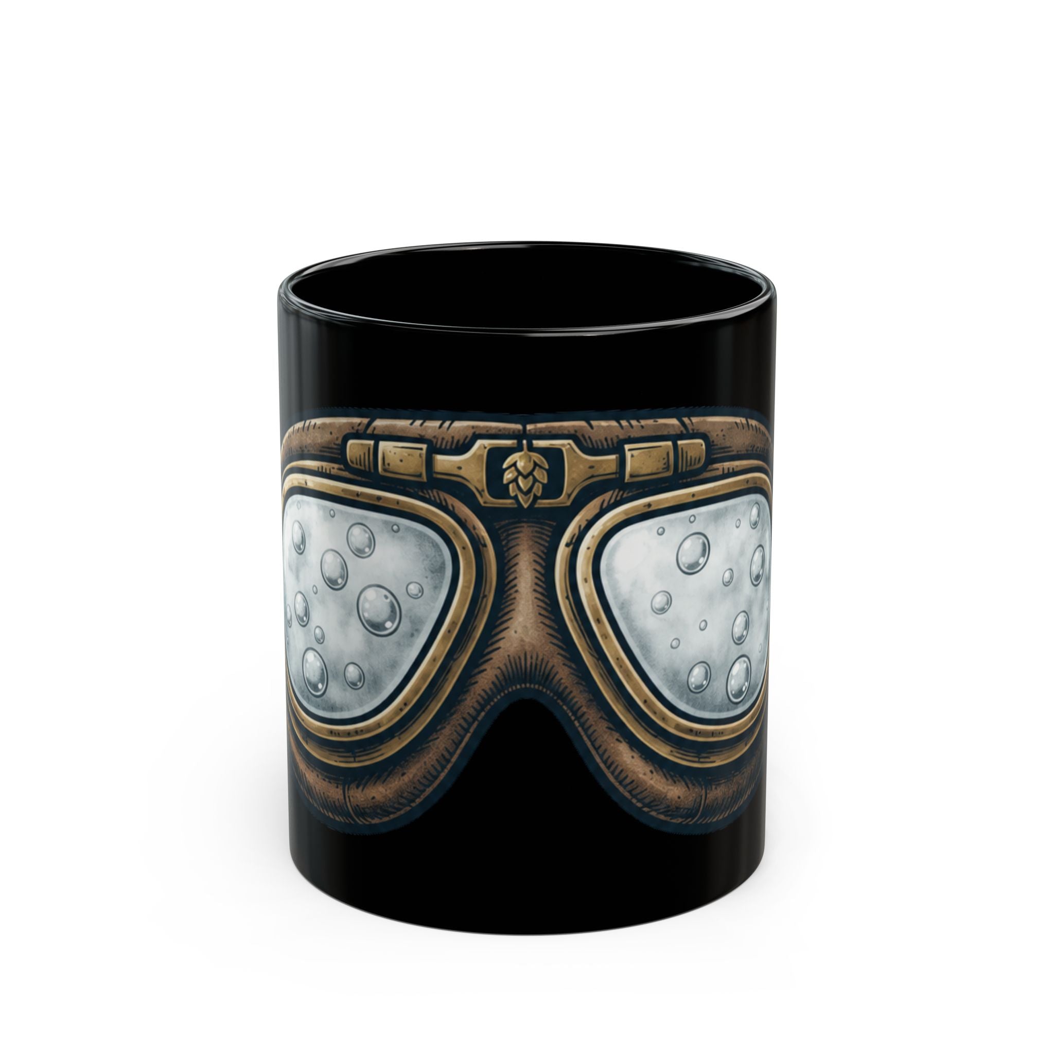 "Foggy Goggle Brewing" Black Ceramic Mug — Graphic