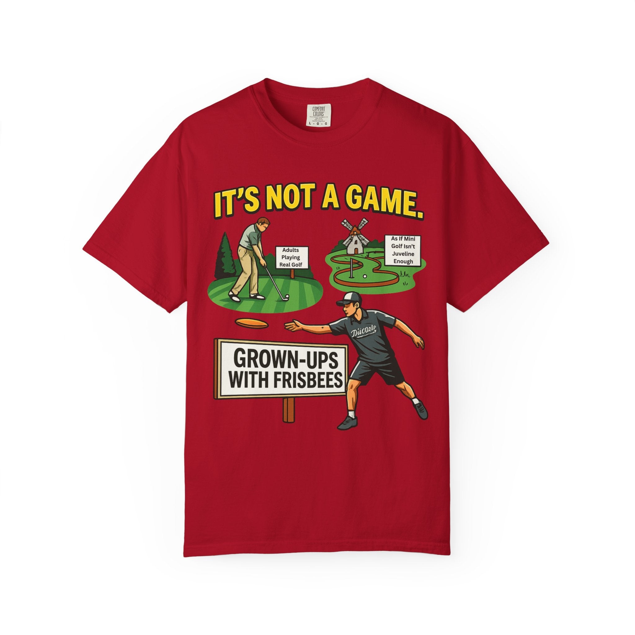 "Grown Ups With Frisbees" Unisex Garment-Dyed T-shirt