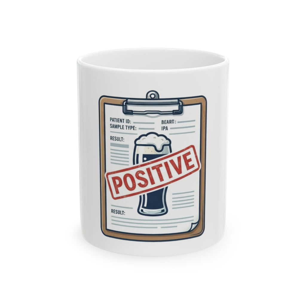 "False Positive IPA" White Ceramic Mug — Graphic