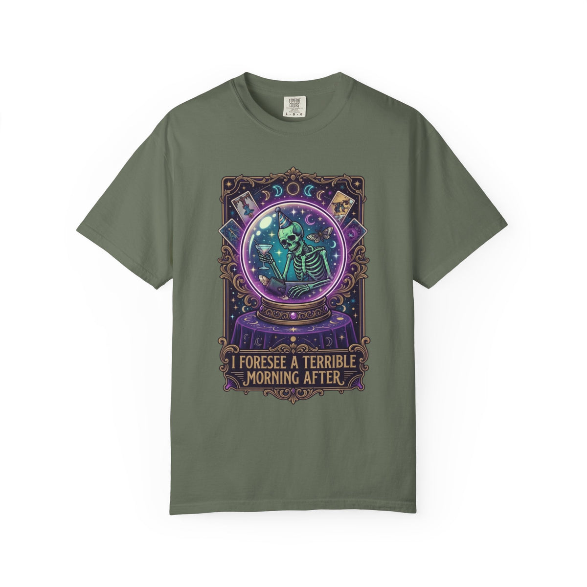 "I Foresee A Terrible Morning After" Unisex Garment-Dyed Tee