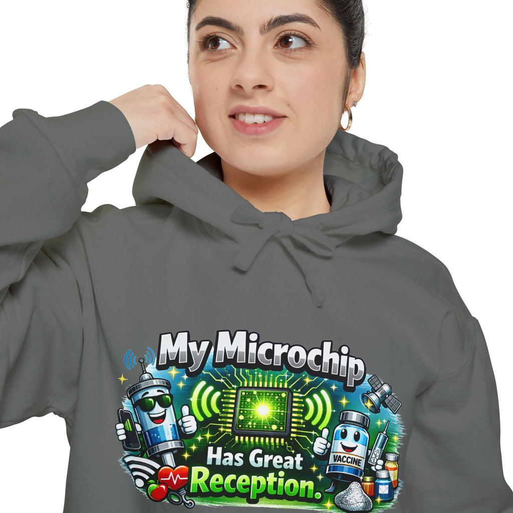 Great Reception Microchip | Garment-Dyed Hoodie — AttitudeShirts