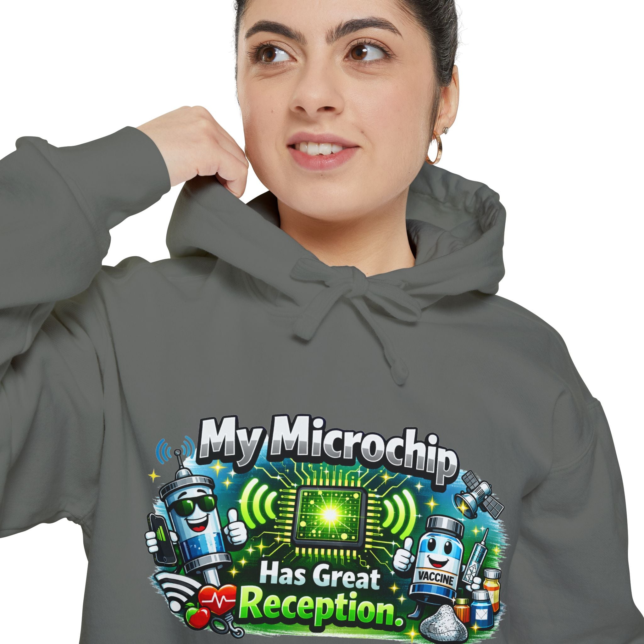 Great Reception Microchip | Garment-Dyed Hoodie — AttitudeShirts