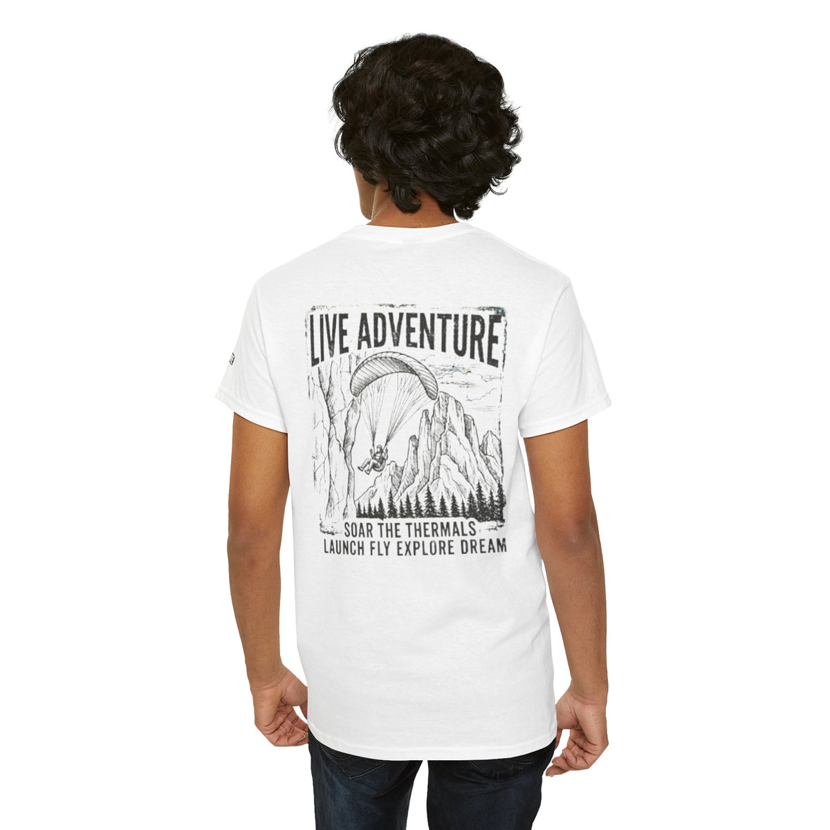 Color: White | Live Adventure - Soar the Thermals Premium Graphic Tee