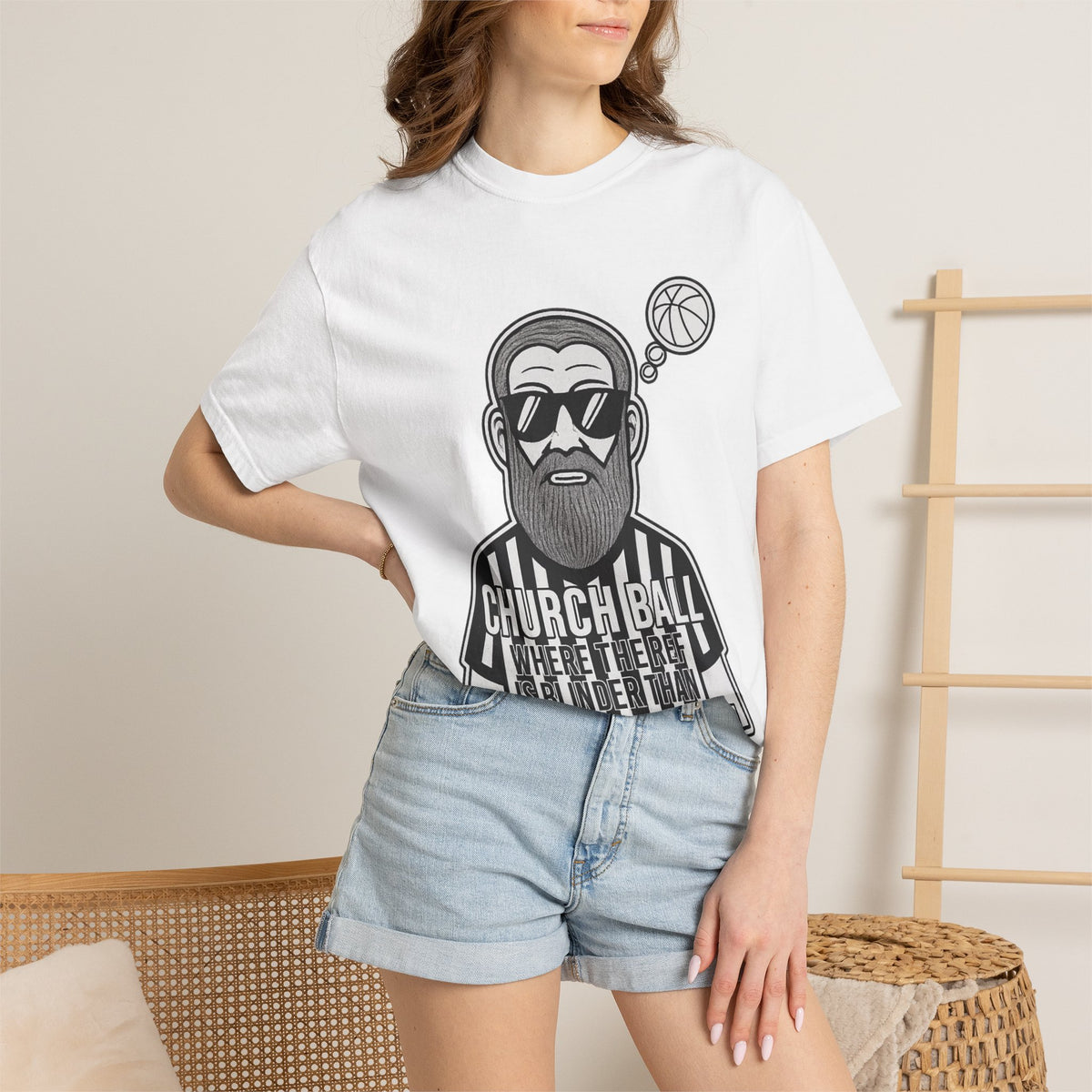 Color: White | Church Ball: Blinder Than Methuselah Unisex Garment-Dyed T-shirt