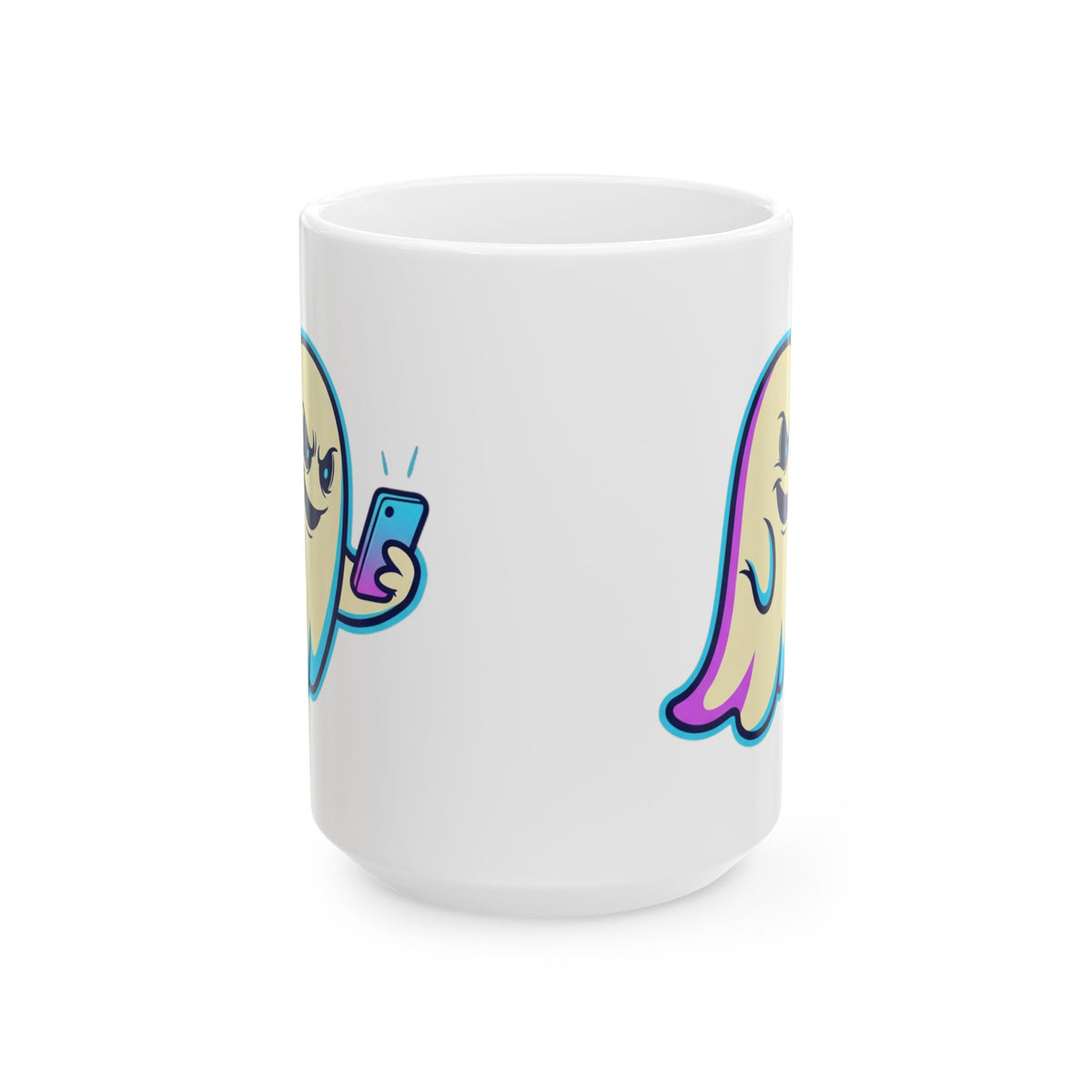 "Ghosting" White Ceramic Mug — Graphic