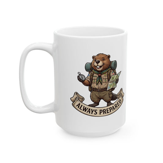 "Always Prepared" White Ceramic Mug