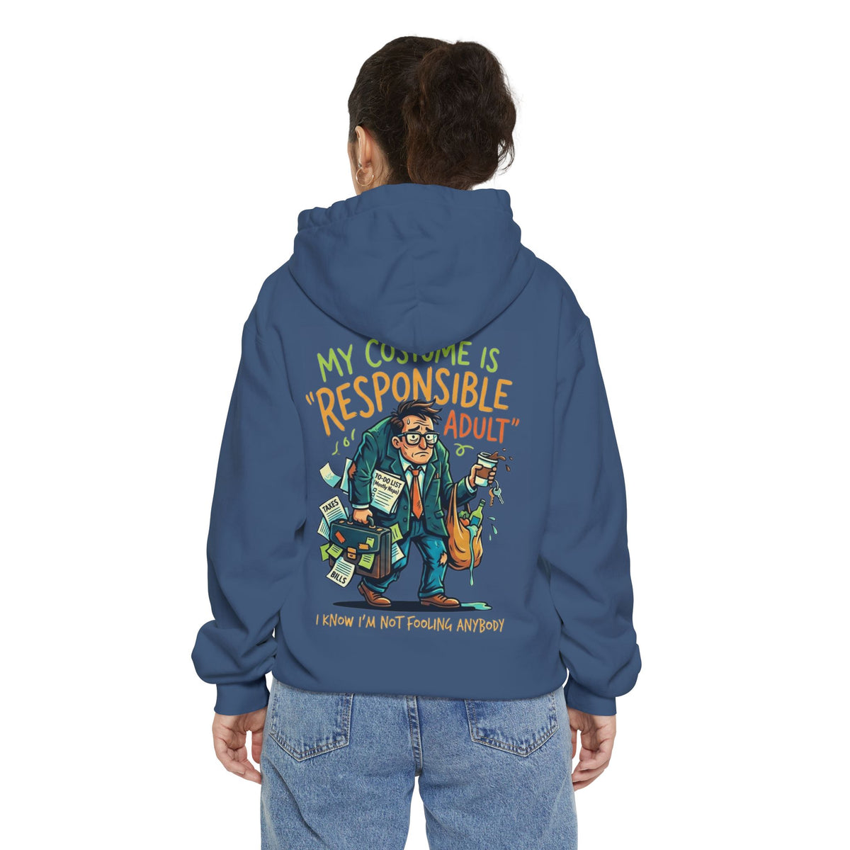 Color: True Navy | Responsible Adult Costume Garment-Dyed Hoodie