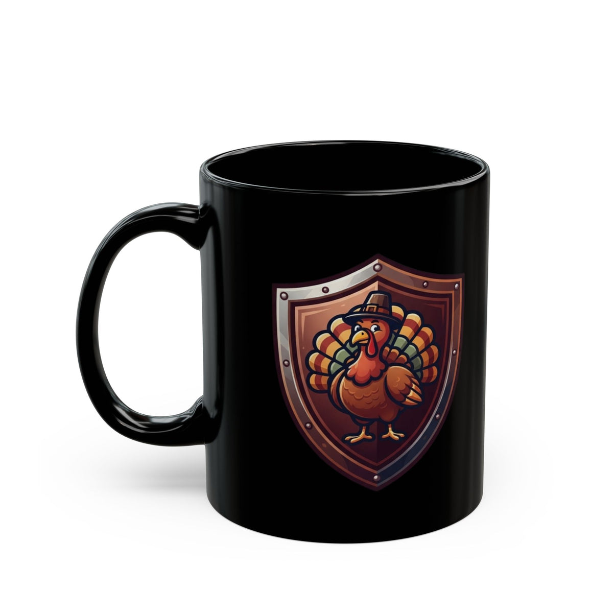 "My Thanksgiving Shield" Black Ceramic Mug — Graphic