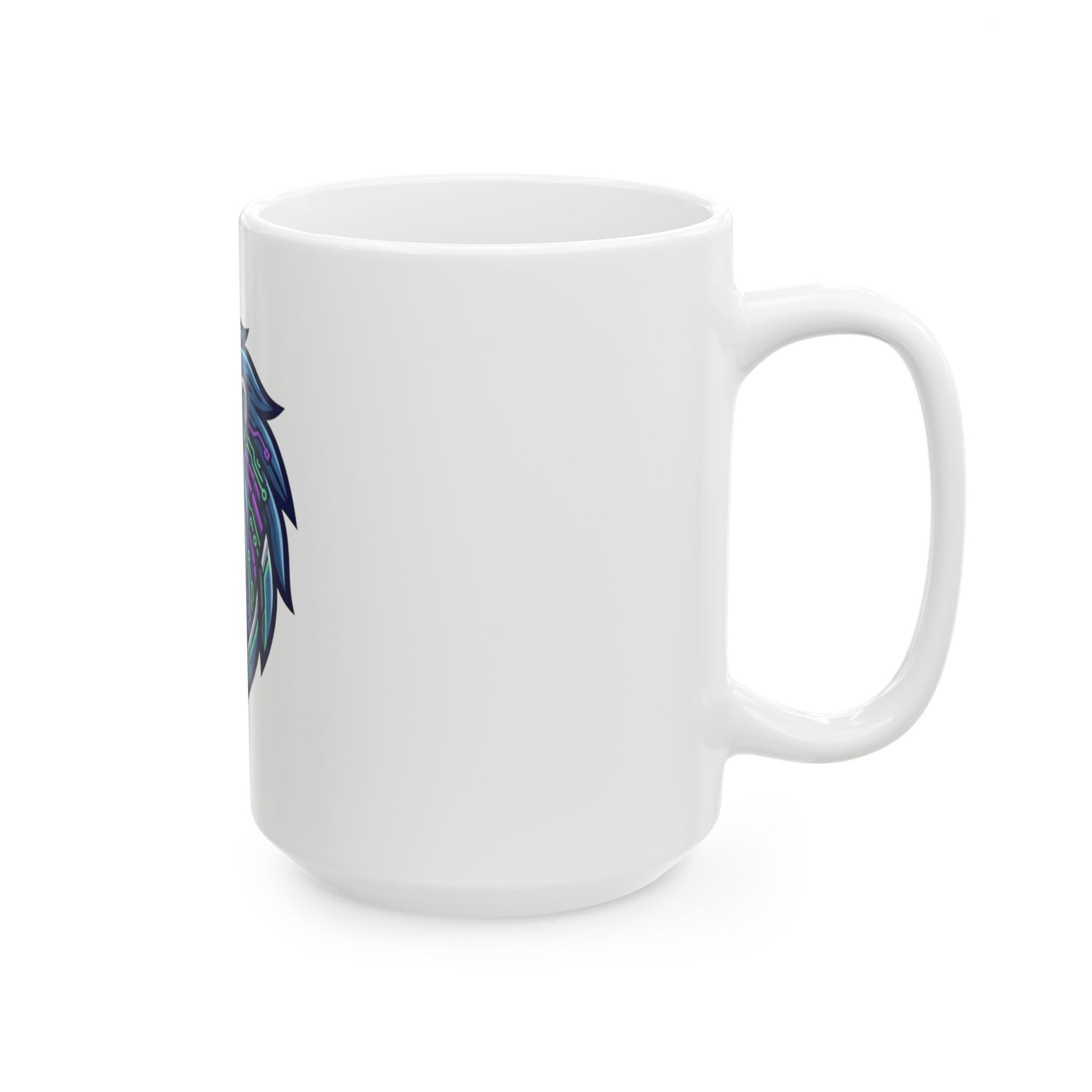 "Cyber Lion" White Ceramic Mug — Graphic