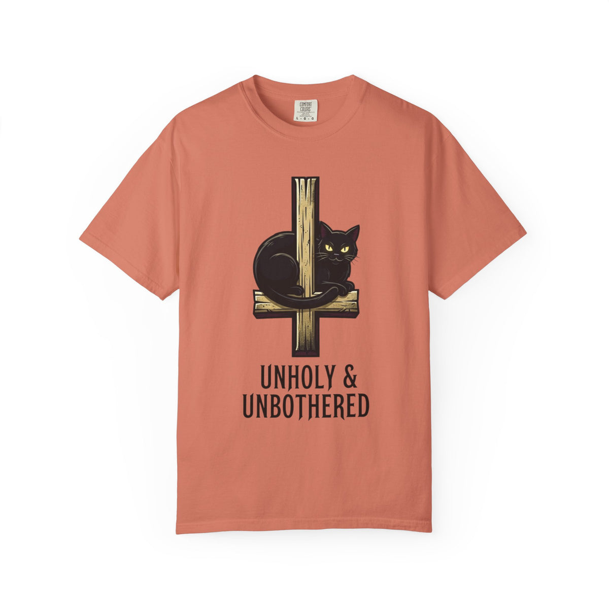 Color: Terracotta | Unholy and Unbothered Unisex Garment-Dyed Tee