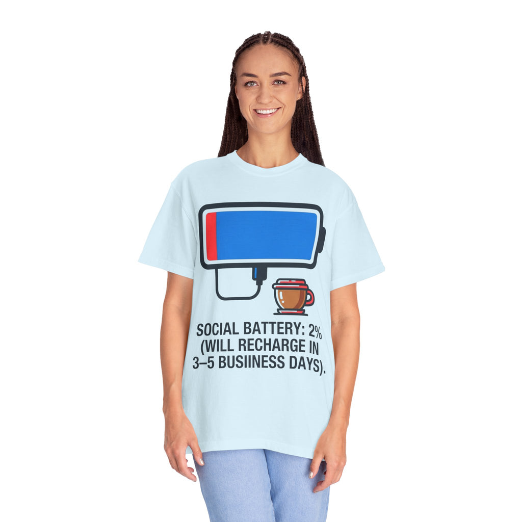 "Social Battery" Unisex Garment-Dyed Tee