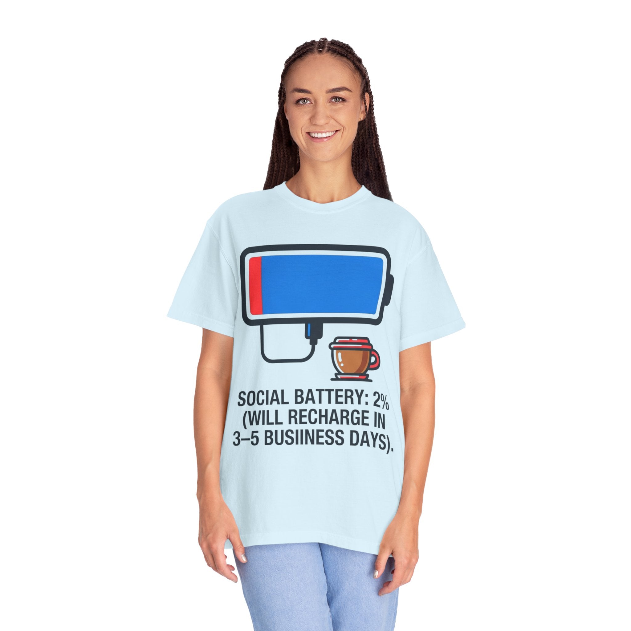 "Social Battery" Unisex Garment-Dyed Tee