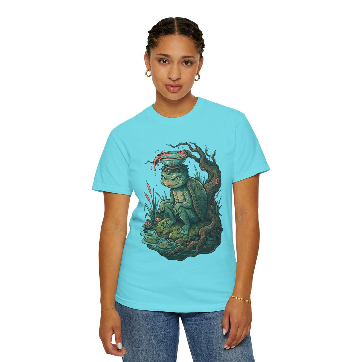 Color: Lagoon Blue | Kappa (Japanese Folklore) Unisex Garment-Dyed Tee
