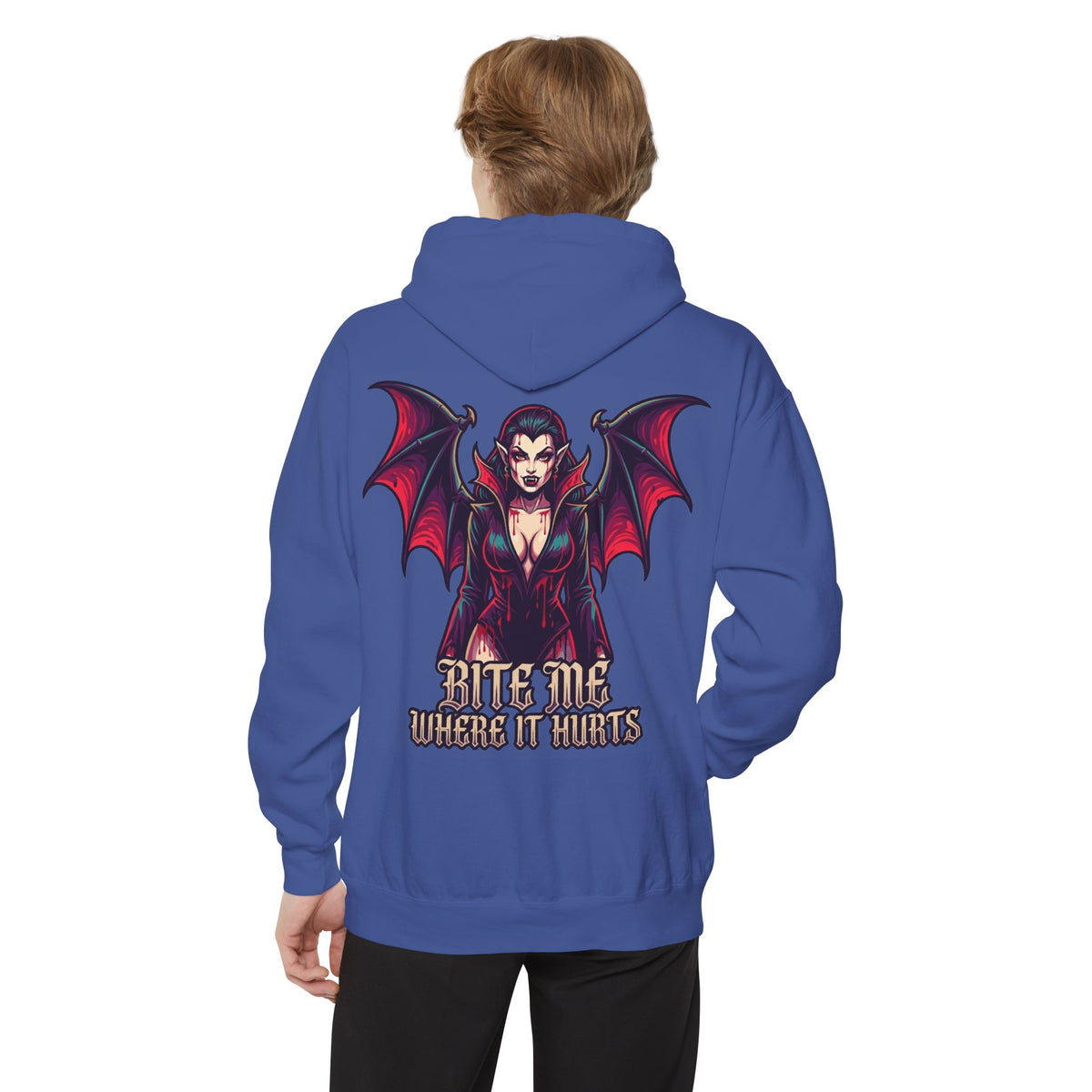Color: Flo Blue | Bite Me Where It Hurts Garment-Dyed Hoodie