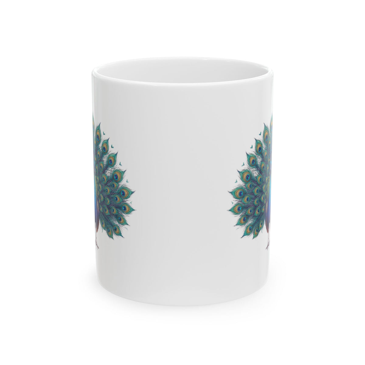 "Hippy Peacock" White Ceramic Mug