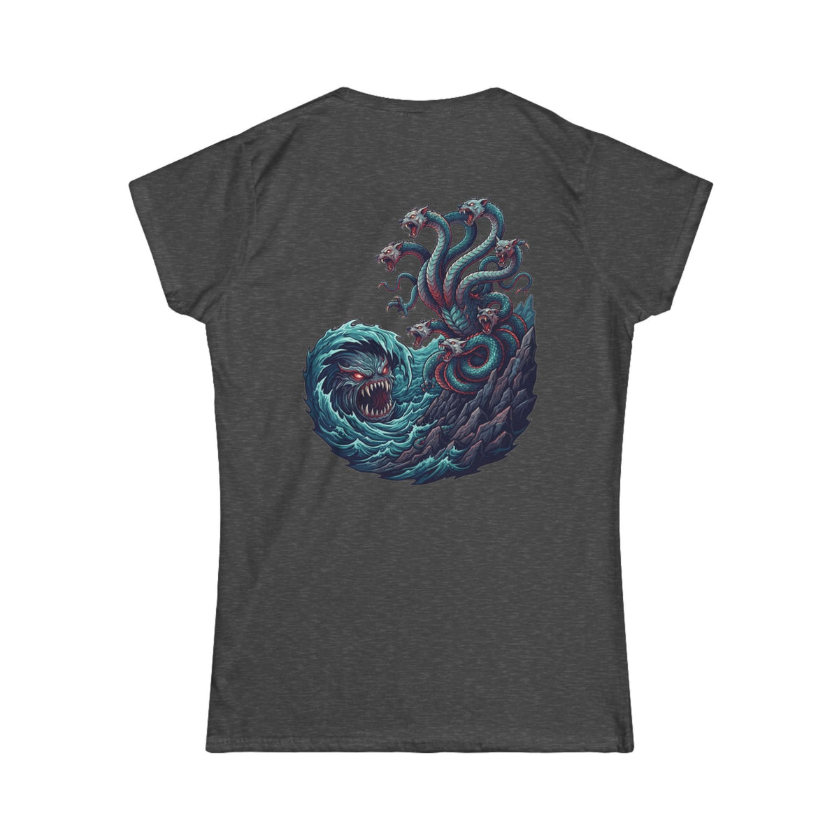 Color: Dark Heather | Charybdis and Scylla (Greek Mythology) Women's Tee