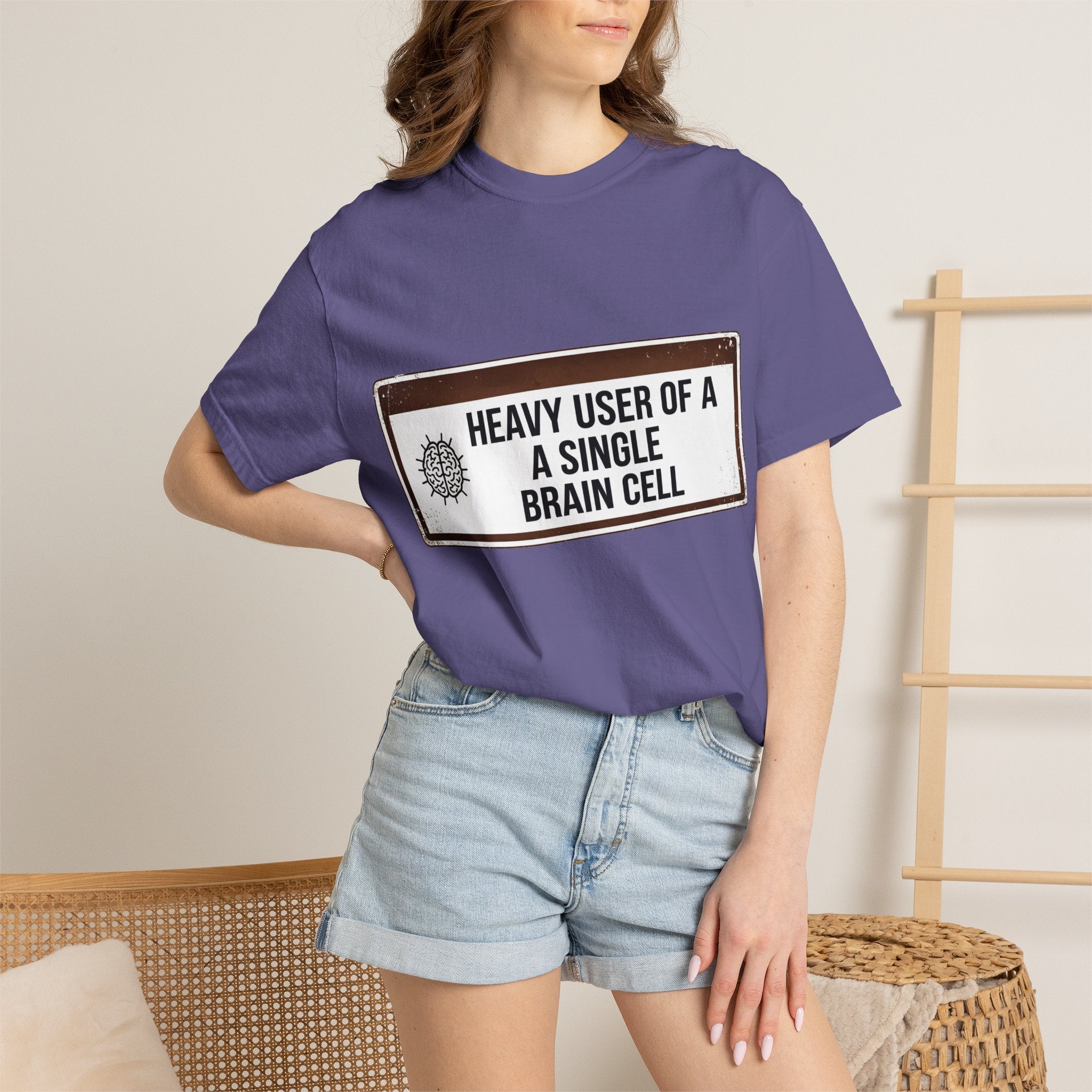 “Heavy User of a Single Brain Cell” Unisex Garment-Dyed T-shirt