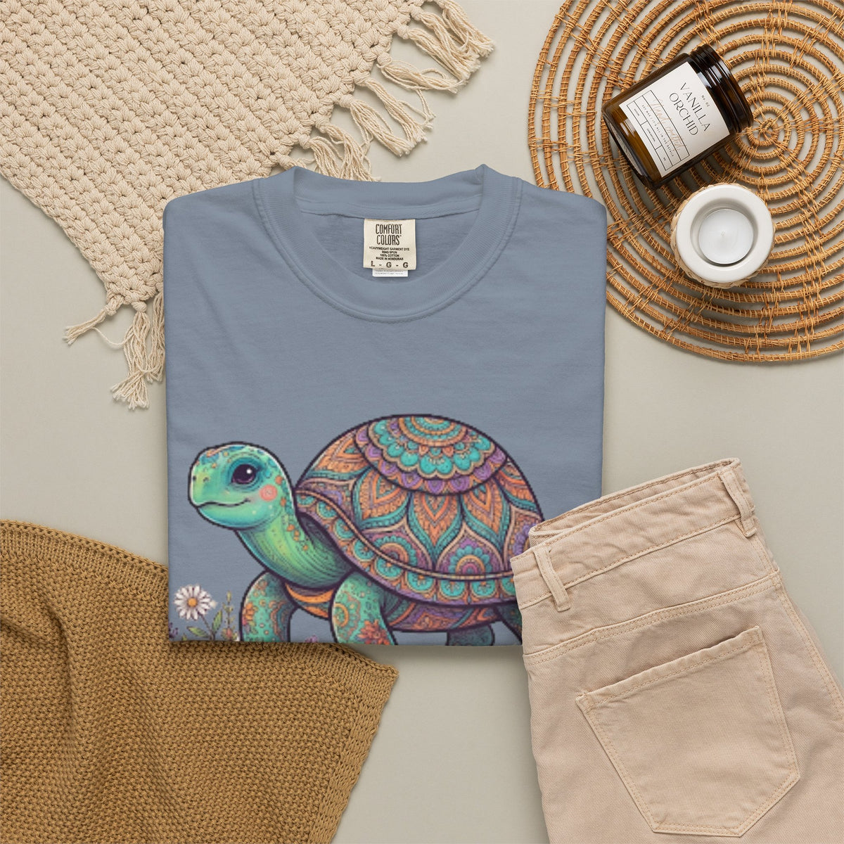 "Hippy Turtle" Unisex Garment-Dyed Tee