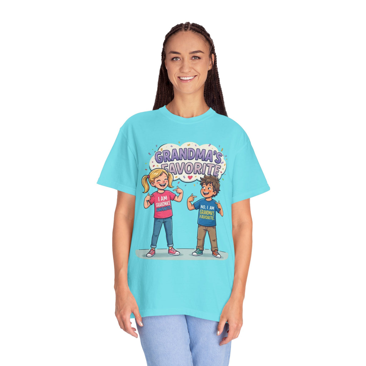 Color: Lagoon Blue | Grandma's Favorite Unisex Garment-Dyed Tee