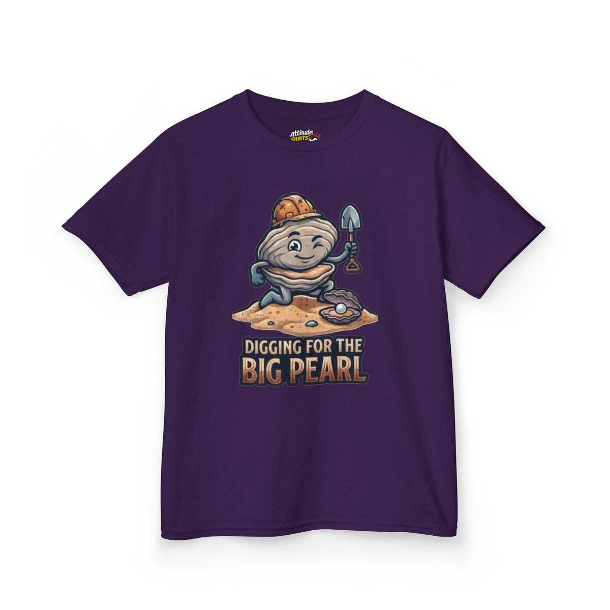 Color: Purple | Digging For The Big Pearl Kids Tee