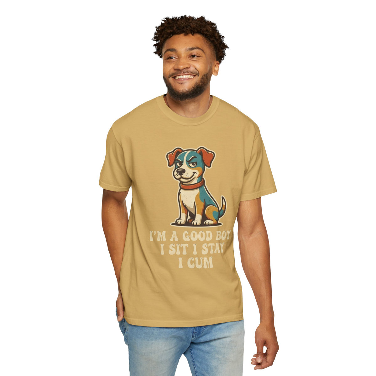 Color: Mustard | I'm A Good Boy Unisex Garment-Dyed Tee