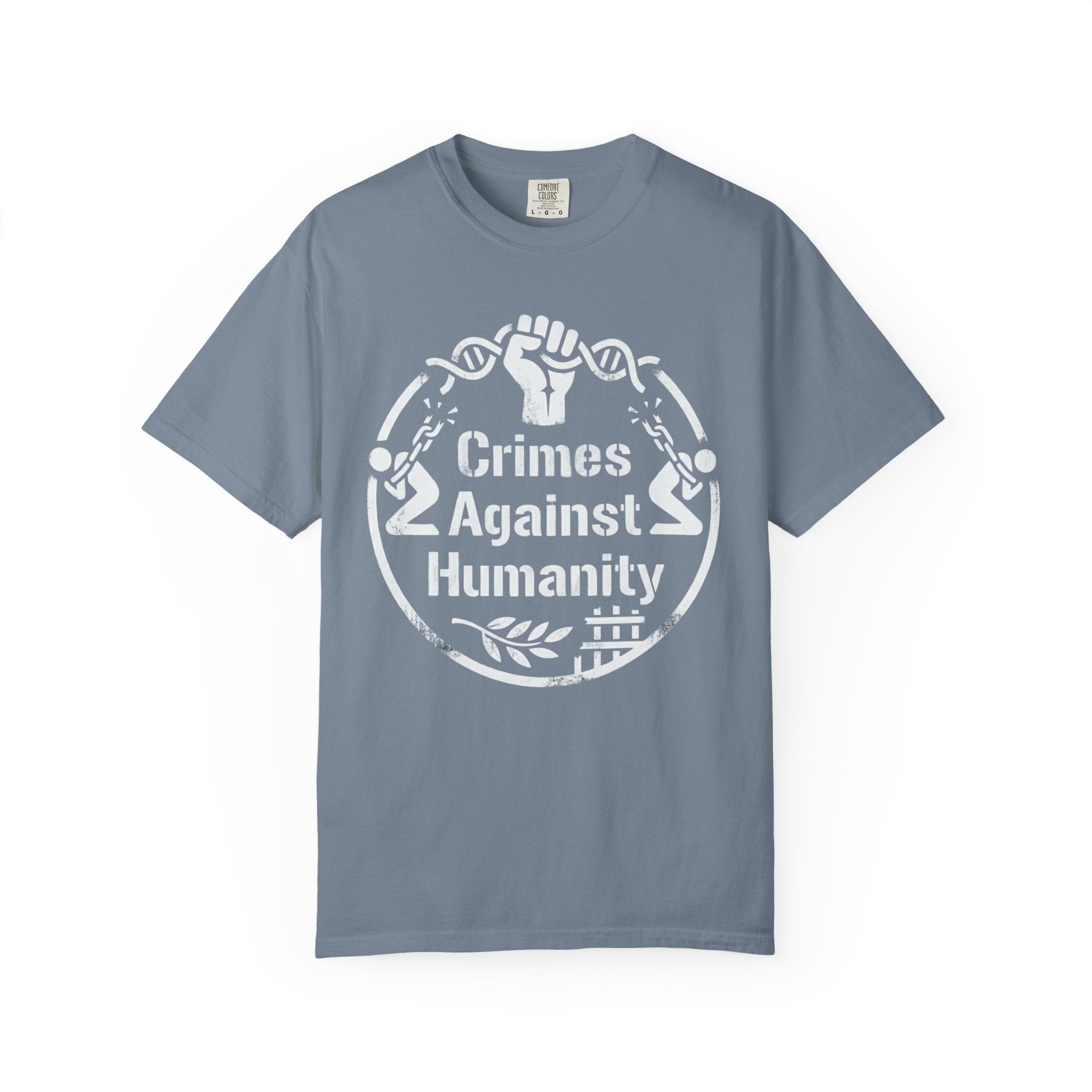 "Crimes Against Humanity" Unisex Garment-Dyed Tee