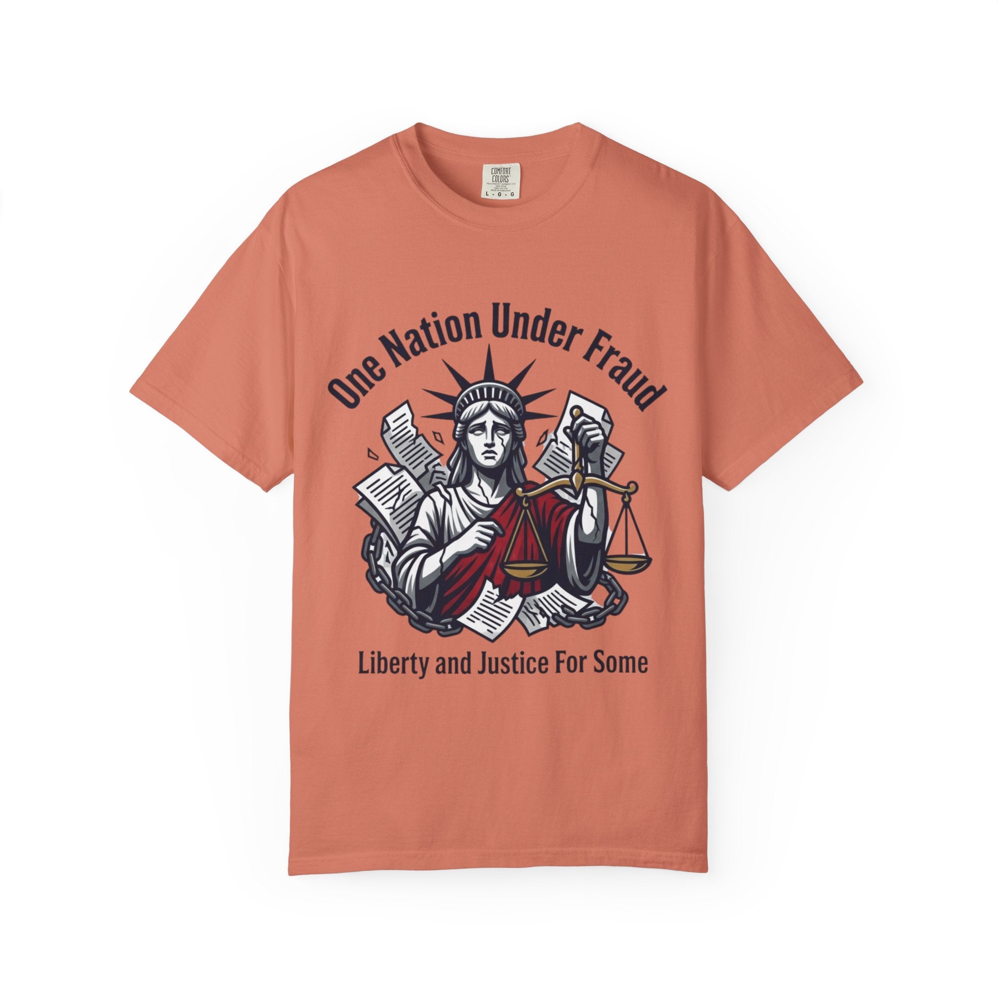 "One Nation Under Fraud" Unisex Garment-Dyed T-shirt