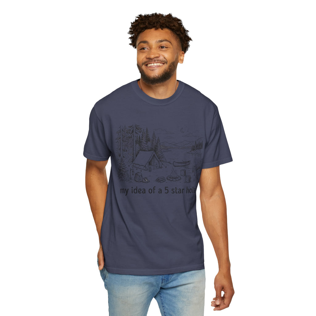 "Five Star Hotel Black Line Art" Unisex Garment-Dyed Tee