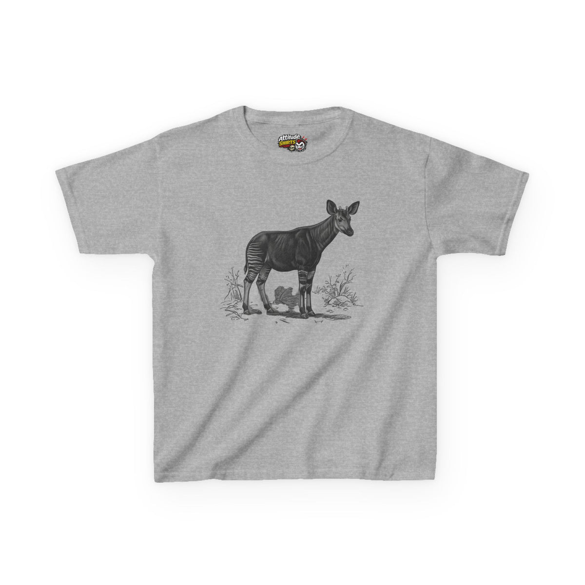 "Pencil Sketch Art Okapi" Kids Tee