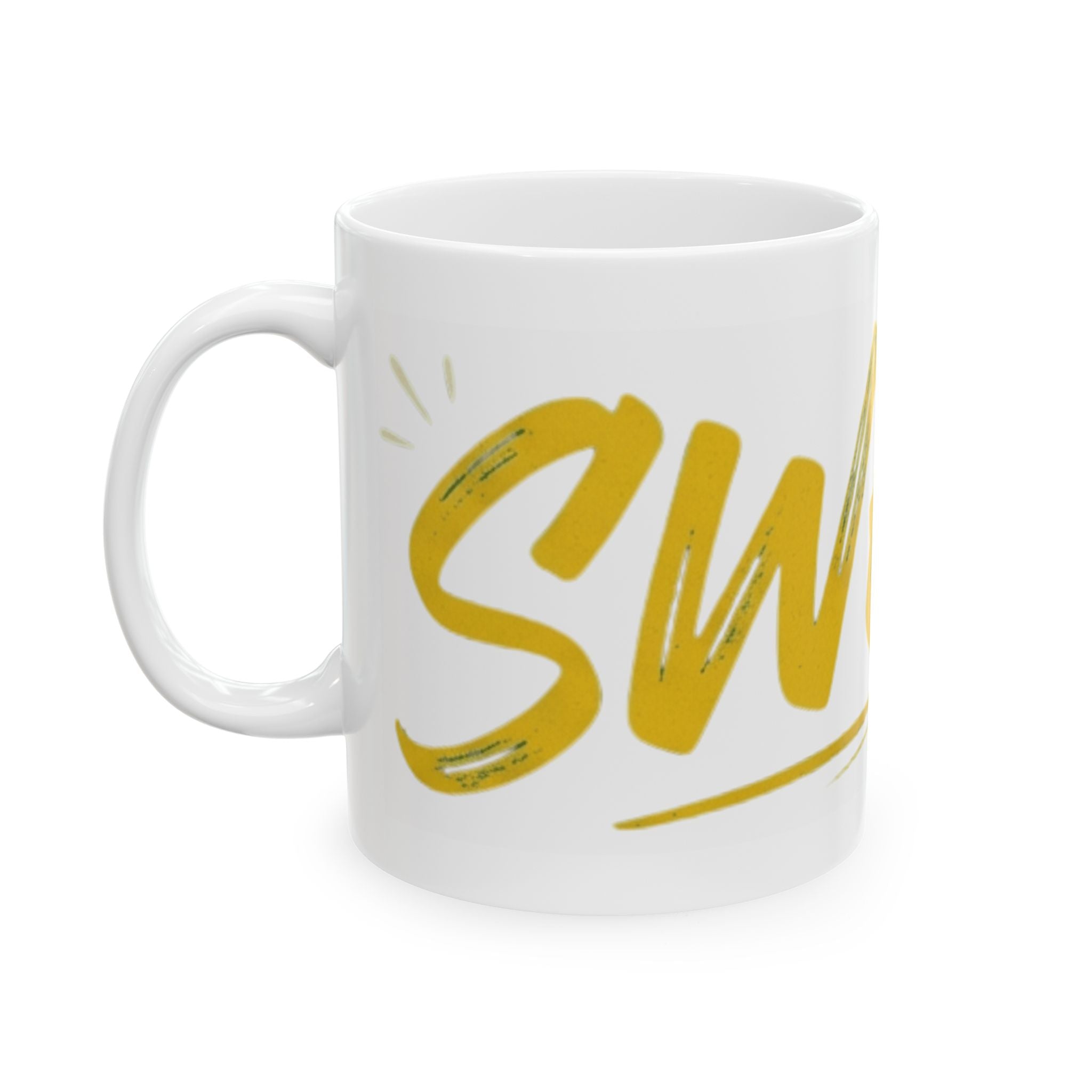 "Swear And Try Again" White Ceramic Mug — Graphic