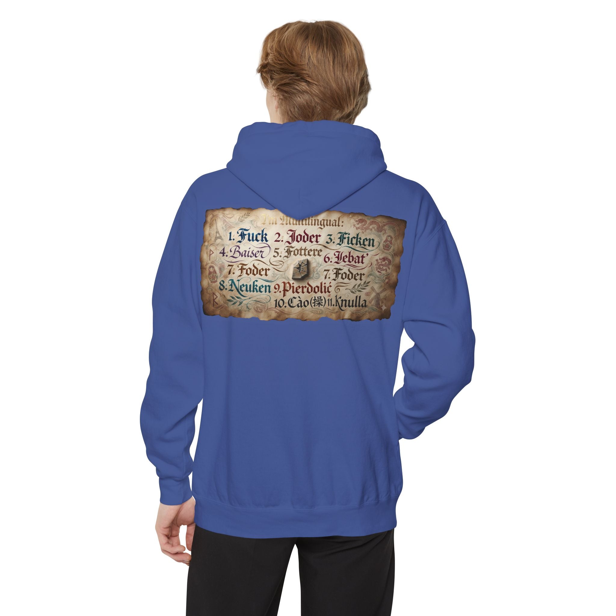 "Multilingual" Garment-Dyed Hoodie