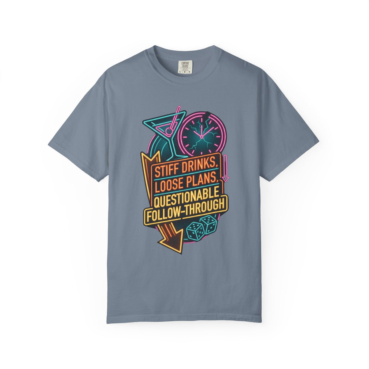 "Stiff Drinks Loose Plans" Unisex Garment-Dyed Tee