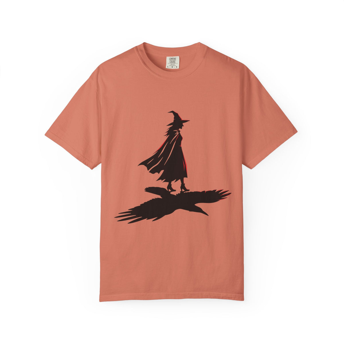 Color: Terracotta | Witch With Raven Shadow Unisex Garment-Dyed Tee