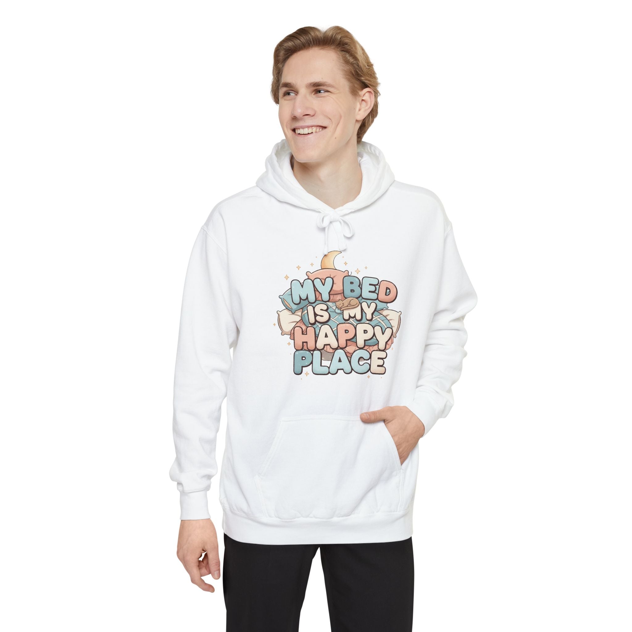 Bed > People: A Love Story | Garment-Dyed Hoodie — AttitudeShirts