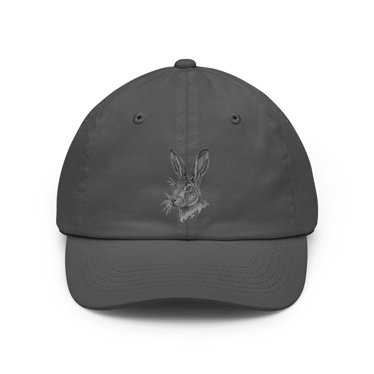Color: Charcoal | Pencil Sketch Art Jack Rabbit Dad Hat — Graphic
