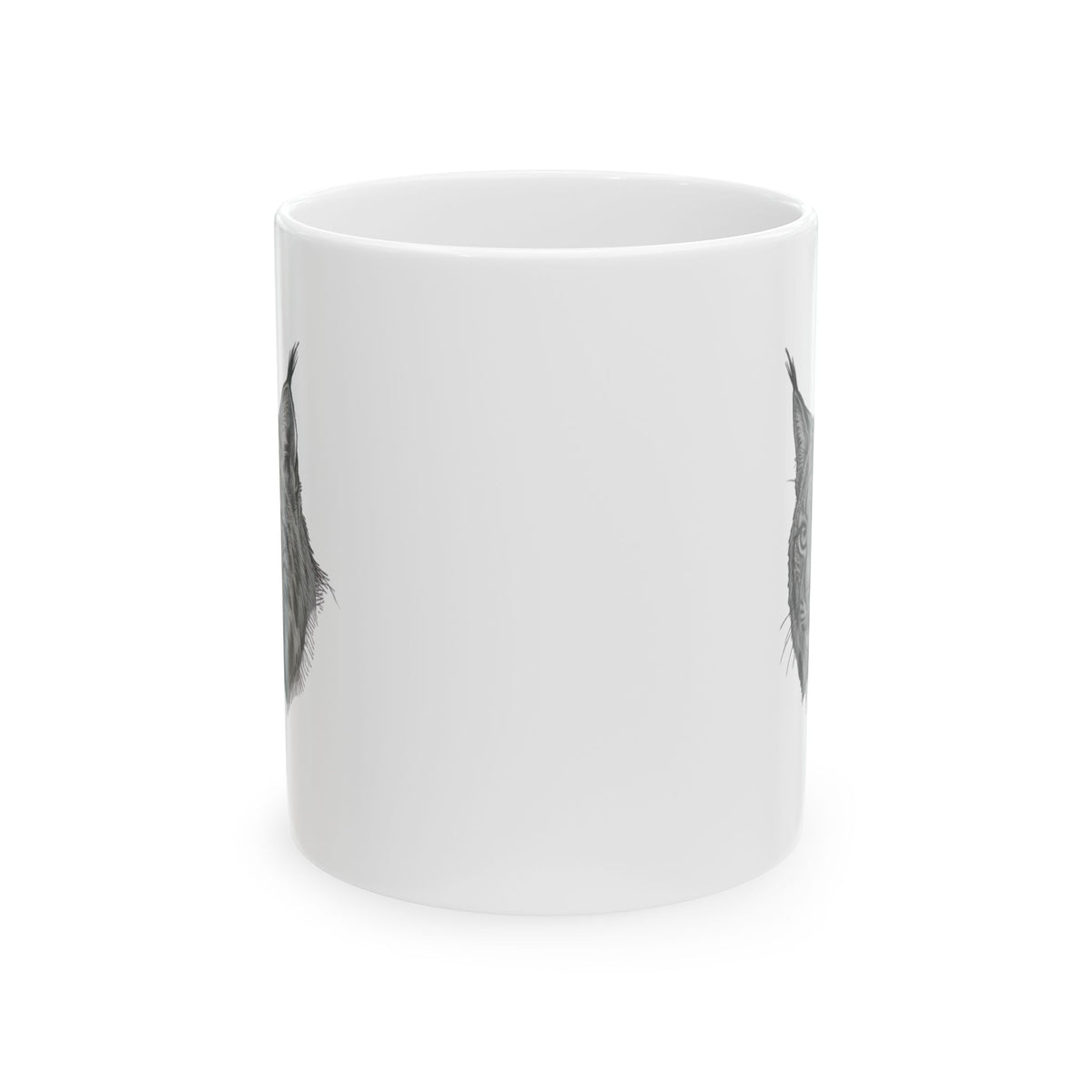 "Pencil Sketch Art Lynx" White Ceramic Mug — Graphic