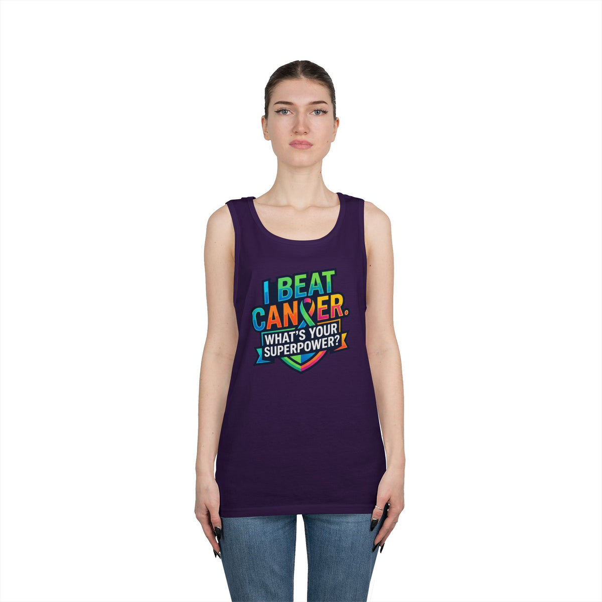 Color: Purple | I Beat Cancer - What is Your Superpower Tank Top