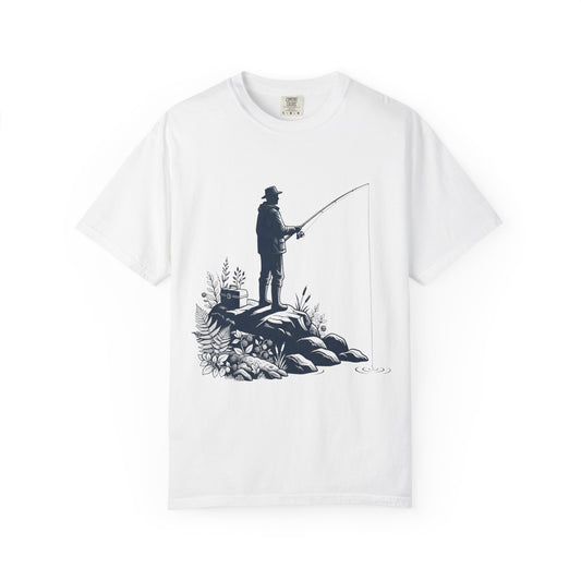 Color: White | Fishing Unisex Garment-Dyed Tee