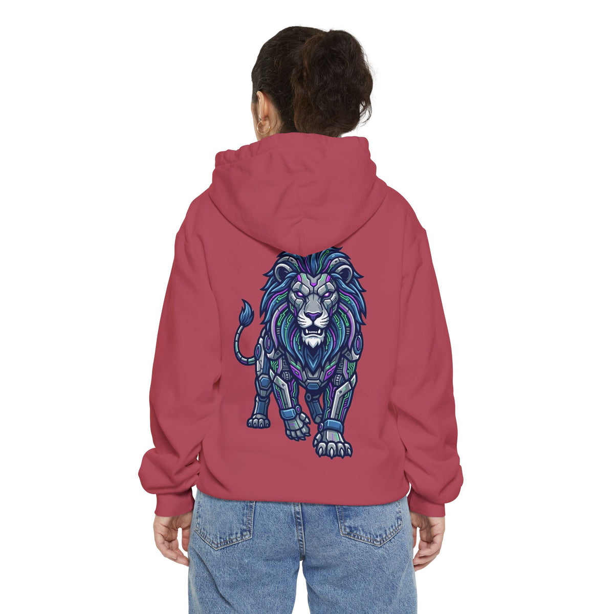 Color: Crimson | Cyber Lion Garment-Dyed Hoodie
