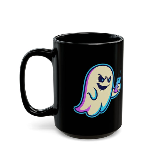 "Ghosting" Black Ceramic Mug — Graphic