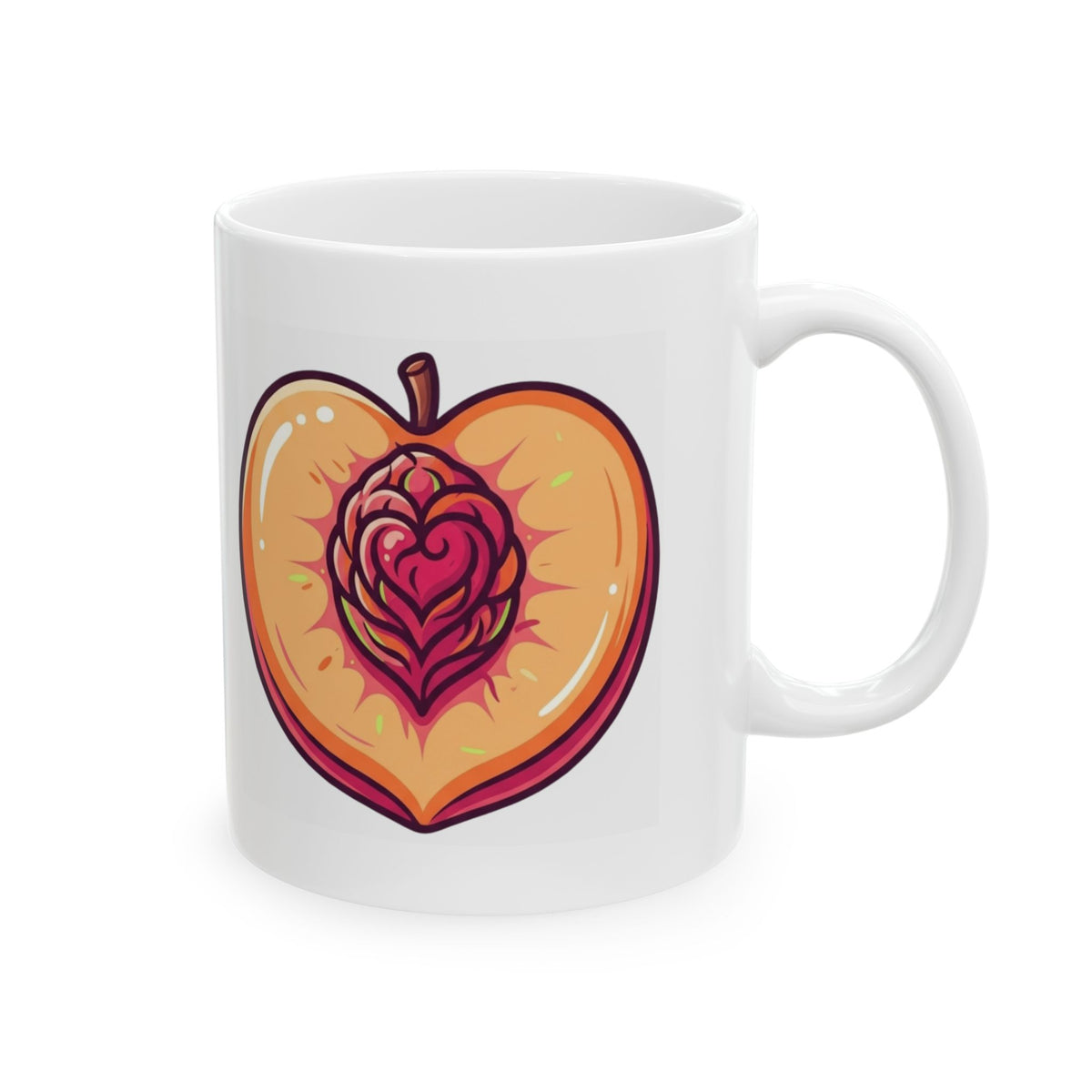 "Warm Sweet Juicy" White Ceramic Mug — Graphic