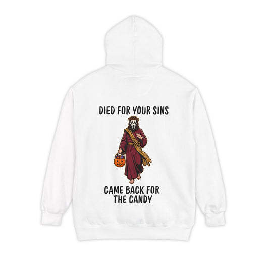 Color: White | Died for Your Sins, Came Back for the Candy Garment-Dyed Hoodie
