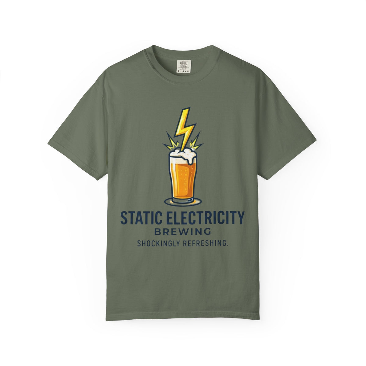 Color: Moss | Static Electricity Brewing Unisex Garment-Dyed Tee